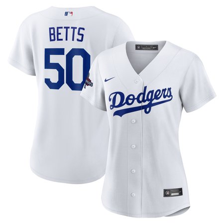 Women's Los Angeles Dodgers Mookie Betts Nike White 2024 World Series Champions Home Replica Player Jersey