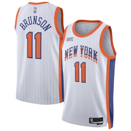 Unisex New York Knicks Jalen Brunson Nike White 2024/25 Swingman Player Jersey - City Edition