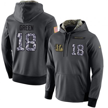 NFL Men's Cincinnati Bengals #18 A.J. Green Stitched Black Anthracite Salute to Service Player Performance Hoodie