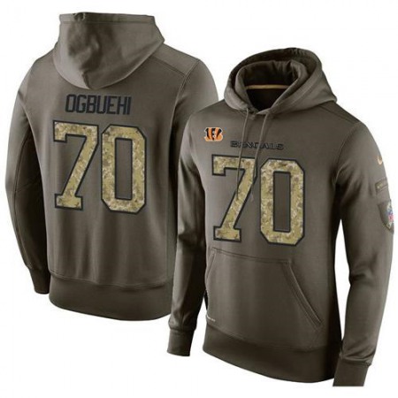 NFL Men's Cincinnati Bengals #70 Cedric Ogbuehi Stitched Green Olive Salute To Service KO Performance Hoodie