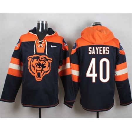 Bears #40 Gale Sayers Navy Blue Player Pullover NFL Hoodie