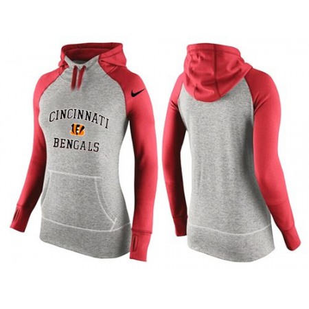 Women's Cincinnati Bengals Performance Hoodie Grey & Red_2