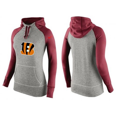 Women's Cincinnati Bengals Performance Hoodie Grey & Red_3