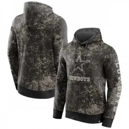 Men's Dallas Cowboys Black/Gray Blackout Tonal Pullover Hoodie