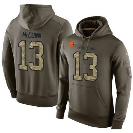 NFL Men's Cleveland Browns #13 Josh McCown Stitched Green Olive Salute To Service KO Performance Hoodie