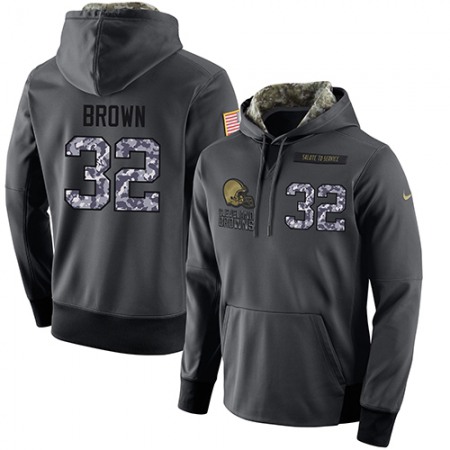 NFL Men's Cleveland Browns #32 Jim Brown Stitched Black Anthracite Salute to Service Player Performance Hoodie