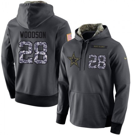 NFL Men's Dallas Cowboys #28 Darren Woodson Stitched Black Anthracite Salute to Service Player Performance Hoodie