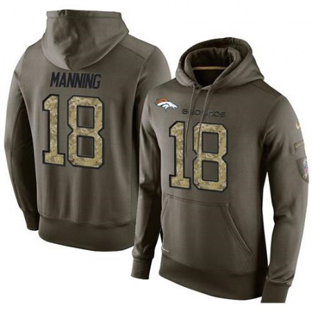 NFL Men's Denver Broncos #18 Peyton Manning Stitched Green Olive Salute To Service KO Performance Hoodie