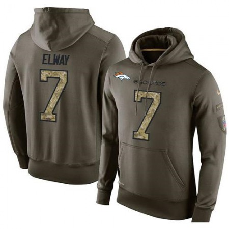NFL Men's Denver Broncos #7 John Elway Stitched Green Olive Salute To Service KO Performance Hoodie