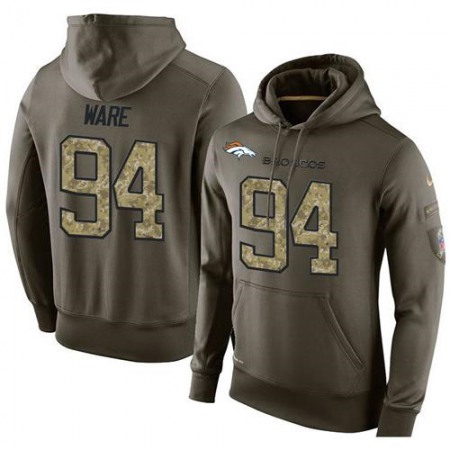 NFL Men's Denver Broncos #94 DeMarcus Ware Stitched Green Olive Salute To Service KO Performance Hoodie