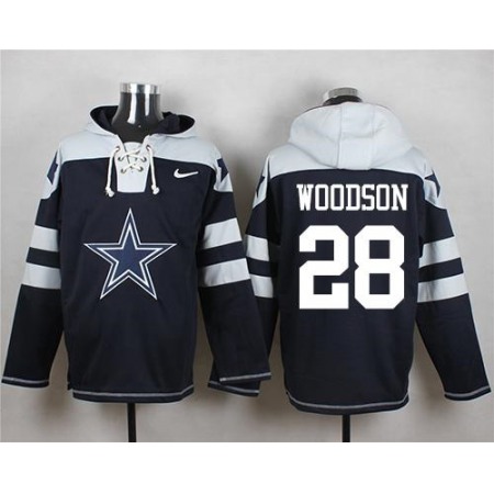 Cowboys #28 Darren Woodson Navy Blue Player Pullover NFL Hoodie
