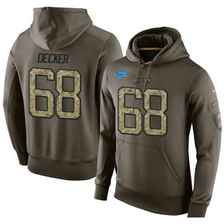 NFL Men's Detroit Lions #68 Taylor Decker Stitched Green Olive Salute To Service KO Performance Hoodie