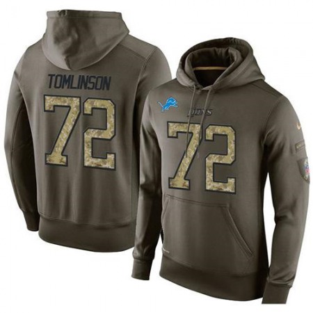 NFL Men's Detroit Lions #72 Laken Tomlinson Stitched Green Olive Salute To Service KO Performance Hoodie