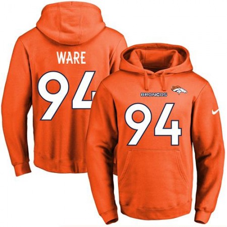 Broncos #94 DeMarcus Ware Orange Name & Number Pullover NFL Hoodie