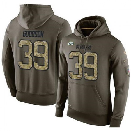 NFL Men's Green Bay Packers #39 Demetri Goodson Stitched Green Olive Salute To Service KO Performance Hoodie