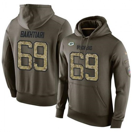 NFL Men's Green Bay Packers #69 David Bakhtiari Stitched Green Olive Salute To Service KO Performance Hoodie