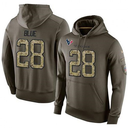 NFL Men's Houston Texans #28 Alfred Blue Stitched Green Olive Salute To Service KO Performance Hoodie