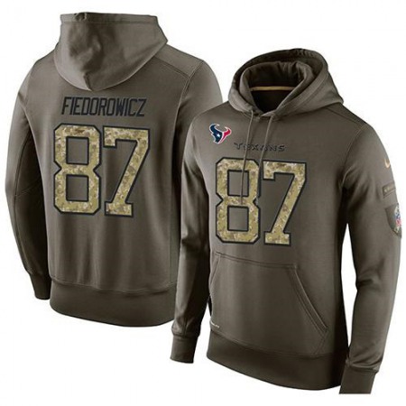 NFL Men's Houston Texans #87 C.J. Fiedorowicz Stitched Green Olive Salute To Service KO Performance Hoodie