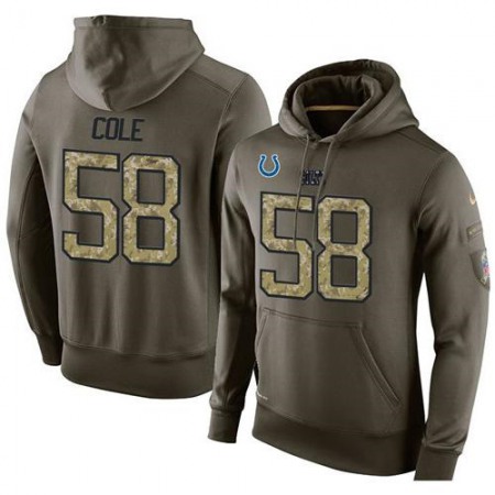 NFL Men's Indianapolis Colts #58 Trent Cole Stitched Green Olive Salute To Service KO Performance Hoodie