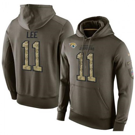 NFL Men's Jacksonville Jaguars #11 Marqise Lee Stitched Green Olive Salute To Service KO Performance Hoodie