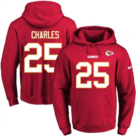 Chiefs #25 Jamaal Charles Red Name & Number Pullover NFL Hoodie