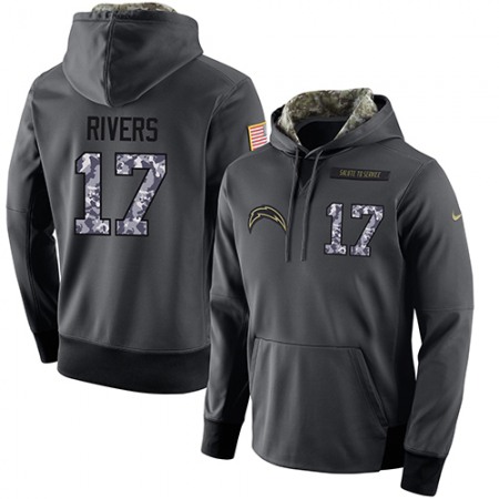 NFL Men's San Diego Chargers #17 Philip Rivers Stitched Black Anthracite Salute to Service Player Performance Hoodie