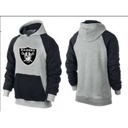 Oakland Raiders Logo Pullover Hoodie Grey & Blue