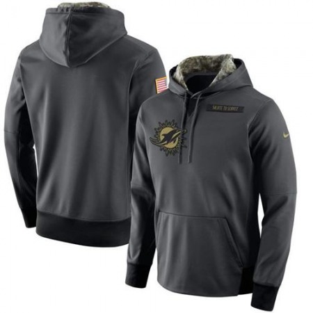 Men's Miami Dolphins Anthracite Salute to Service Player Performance Hoodie