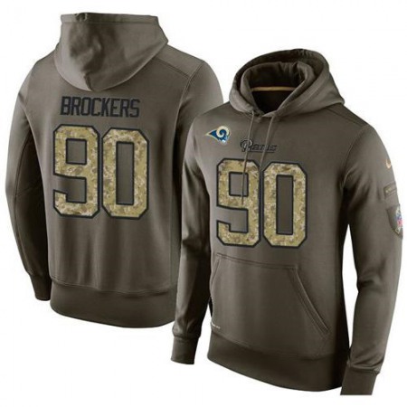 NFL Men's Los Angeles Rams #90 Michael Brockers Stitched Green Olive Salute To Service KO Performance Hoodie