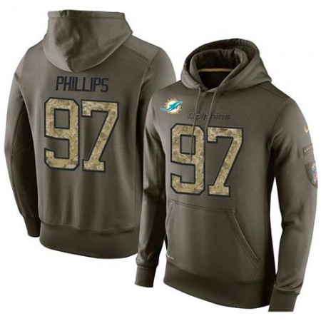 NFL Men's Miami Dolphins #97 Jordan Phillips Stitched Green Olive Salute To Service KO Performance Hoodie