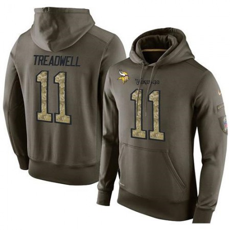 NFL Men's Minnesota Vikings #11 Laquon Treadwell Stitched Green Olive Salute To Service KO Performance Hoodie