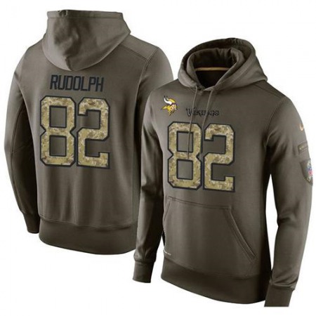 NFL Men's Minnesota Vikings #82 Kyle Rudolph Stitched Green Olive Salute To Service KO Performance Hoodie