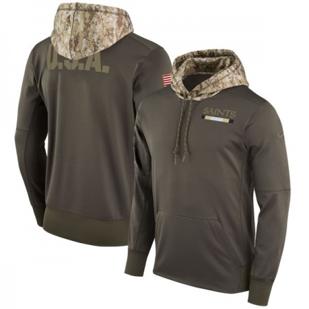 Men's New Orleans Saints Olive Salute to Service Sideline Therma Pullover Hoodie