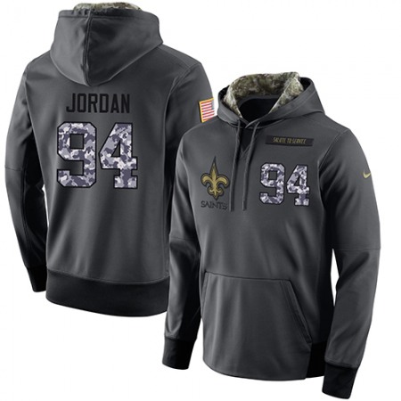 NFL Men's New Orleans Saints #94 Cameron Jordan Stitched Black Anthracite Salute to Service Player Performance Hoodie