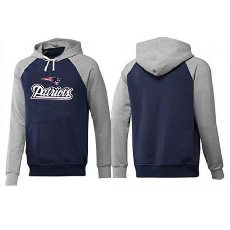 New England Patriots Authentic Logo Pullover Hoodie Dark Blue & Grey