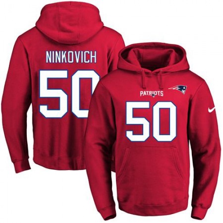 Patriots #50 Rob Ninkovich Red Name & Number Pullover NFL Hoodie