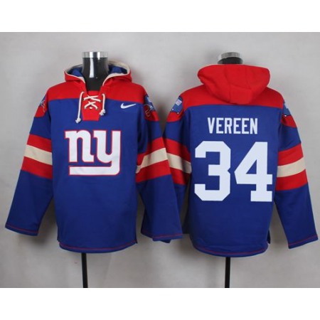 Giants #34 Shane Vereen Royal Blue Player Pullover NFL Hoodie