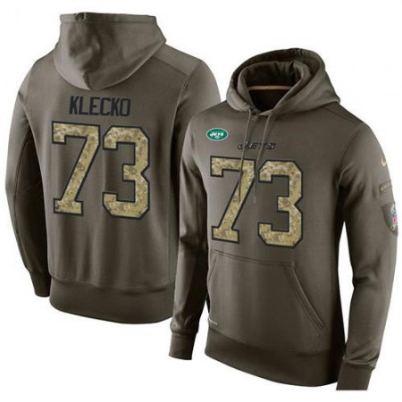 NFL Men's New York Jets #73 Joe Klecko Stitched Green Olive Salute To Service KO Performance Hoodie