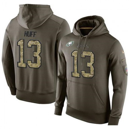 NFL Men's Philadelphia Eagles #13 Josh Huff Stitched Green Olive Salute To Service KO Performance Hoodie