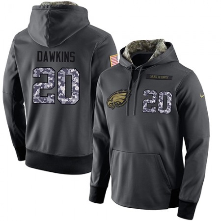 NFL Men's Philadelphia Eagles #20 Brian Dawkins Stitched Black Anthracite Salute to Service Player Performance Hoodie