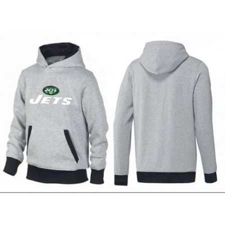 New York Jets Authentic Logo Pullover Hoodie Grey & Black