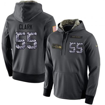 NFL Men's Seattle Seahawks #55 Frank Clark Stitched Black Anthracite Salute to Service Player Performance Hoodie