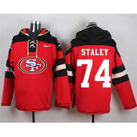 Nike 49ers #74 Joe Staley Red Player Pullover NFL Hoodie