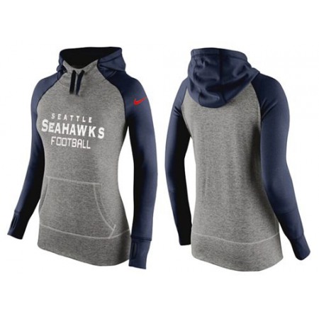 Women's Seattle Seahawks Performance Hoodie Grey & Dark Blue_1