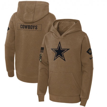 Youth Dallas Cowboys 2023 Brown Salute to Service Pullover Hoodie