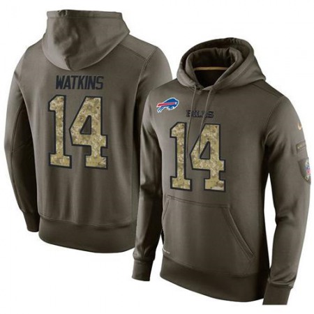 NFL Men's Buffalo Bills #14 Sammy Watkins Stitched Green Olive Salute To Service KO Performance Hoodie