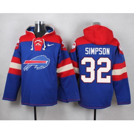 Bills #32 O. J. Simpson Royal Blue Player Pullover NFL Hoodie