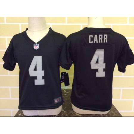 Toddler Oakland Raiders #4 Derek Carr Black Stitched NFL Jersey
