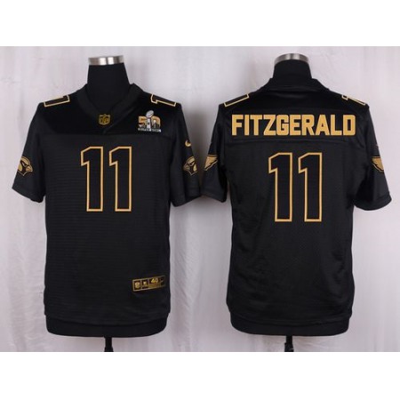 Cardinals #11 Larry Fitzgerald Black Pro Line Gold Collection Men's Stitched NFL Elite Jersey