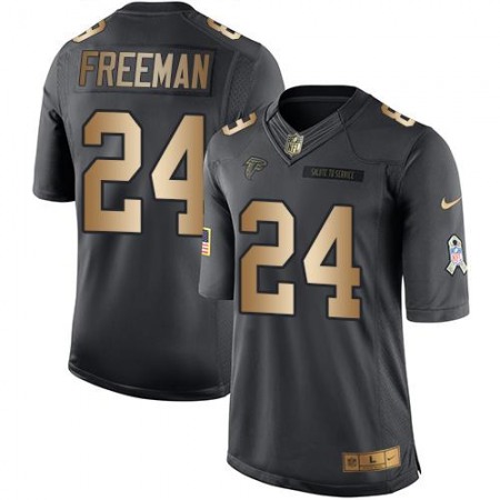 Falcons #24 Devonta Freeman Black Men's Stitched NFL Limited Gold Salute To Service Jersey